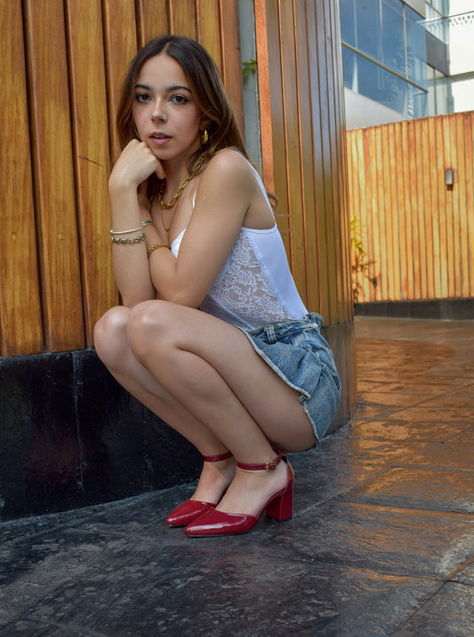 Stilettos DOVE vino charol Taco 7C