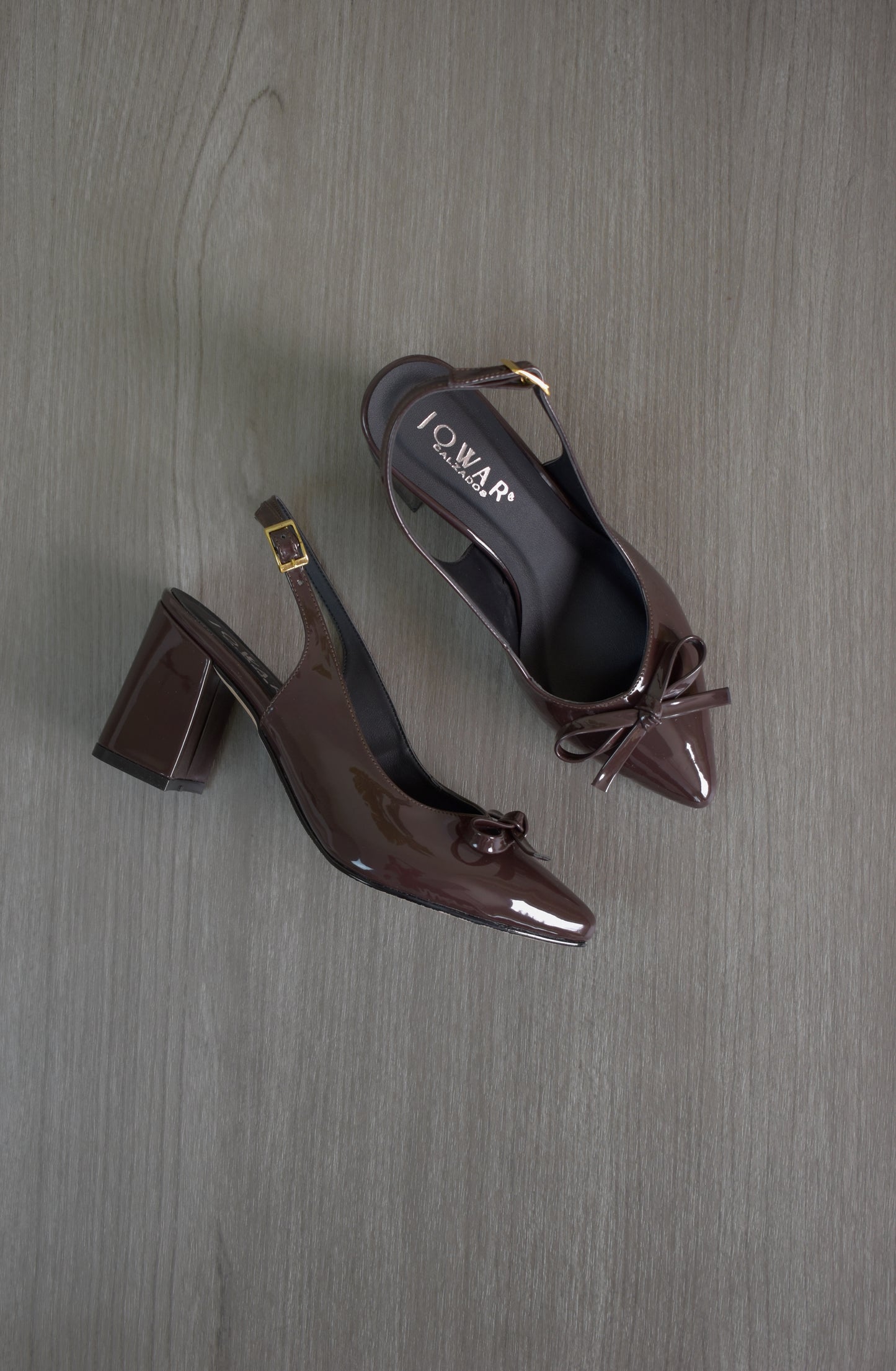 Stilettos RACHEL chocolate taco cuadrado