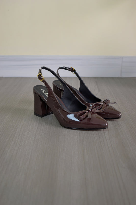 Stilettos RACHEL chocolate taco cuadrado